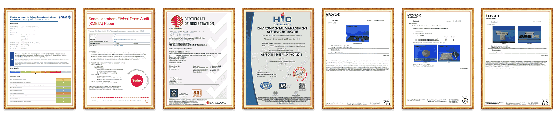 Shandong Bison Company Certificate