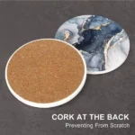 Navy Blue Marble Abstract Round Ceramic Coasters with Holder (5)