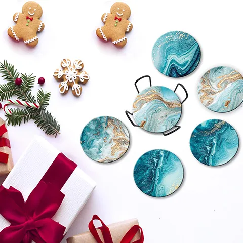 ceramic coaster gift set with holder for home decor and holiday gifting