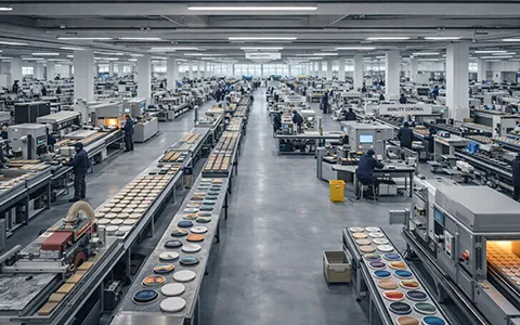 Large-scale cup coaster manufacturing facility with multiple production lines for wholesale and private label orders