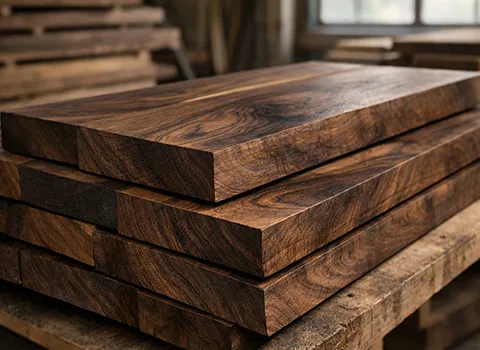 Walnut wood coaster showing rich dark brown grain pattern