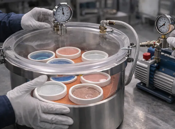 Vacuum degassing epoxy resin cup coasters to achieve bubble free surface